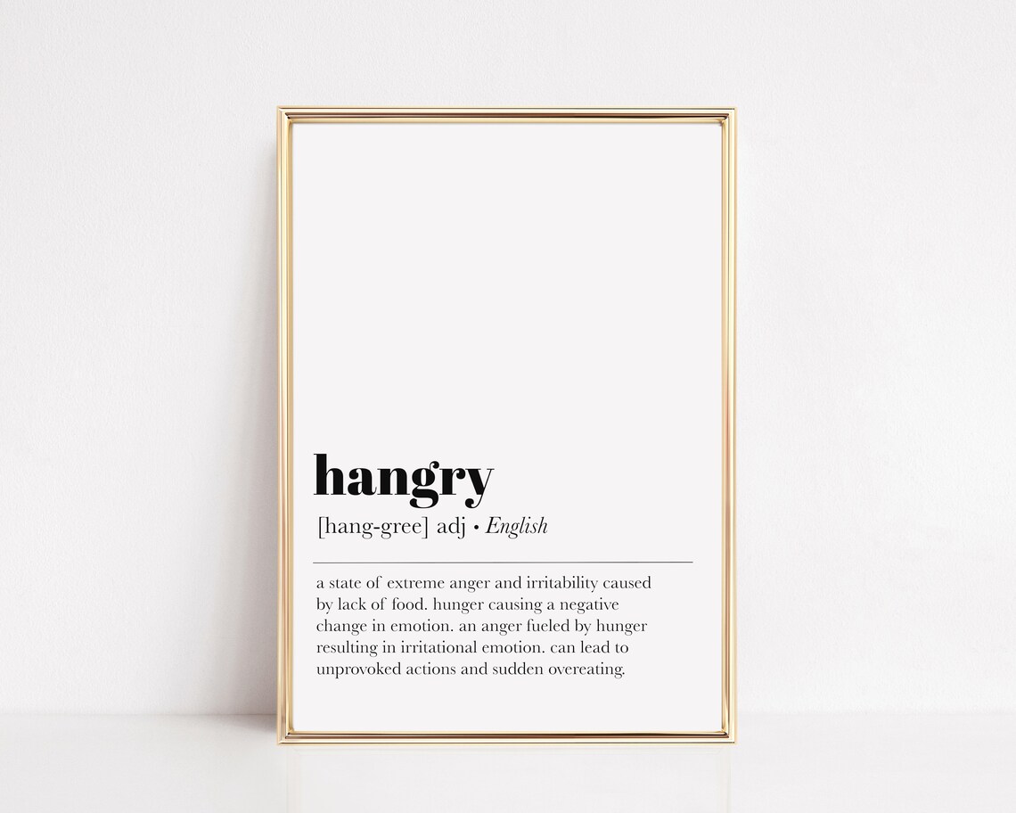 Hangry Sign Definition Minimalist Kitchen Art Print - Image 2