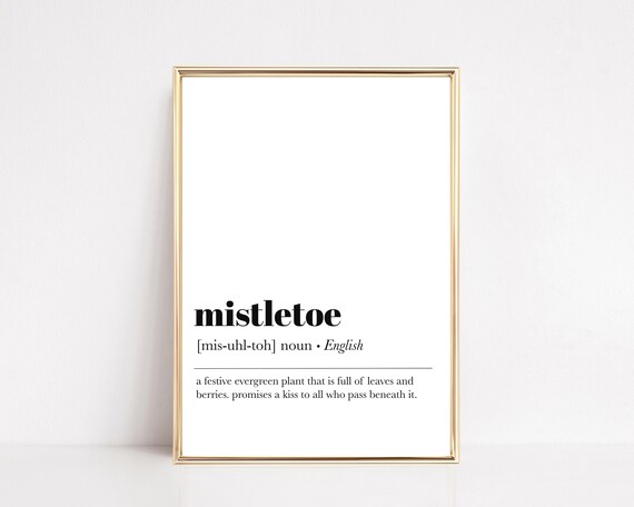 Mistletoe Dictionary Definition Kiss Christmas Typography Wall Art