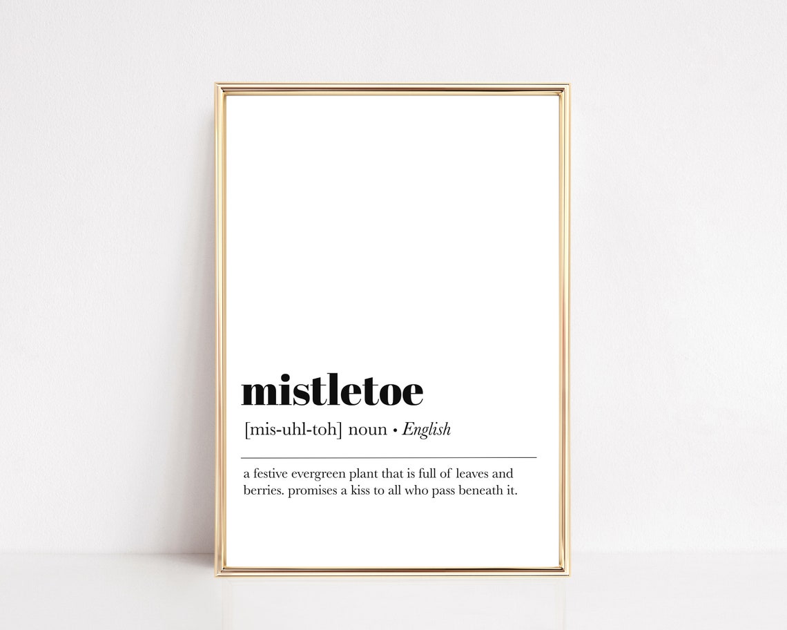 Mistletoe Dictionary Definition Kiss Christmas Typography Wall Art