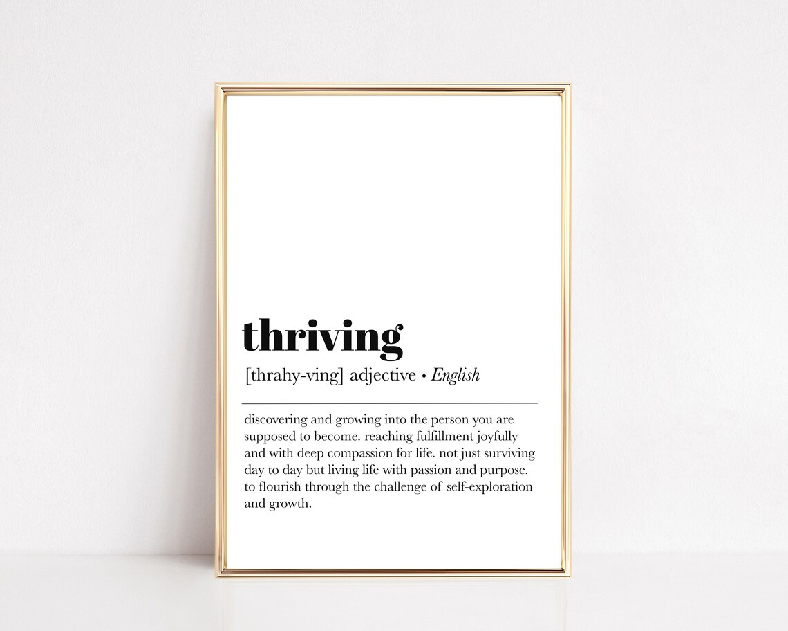 Thriving Definition Print, Minimalist Therapy Office Decor
