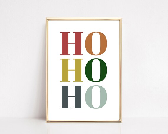 Ho Ho Ho Stacked Multicolor Serif Christmas Typography Poster