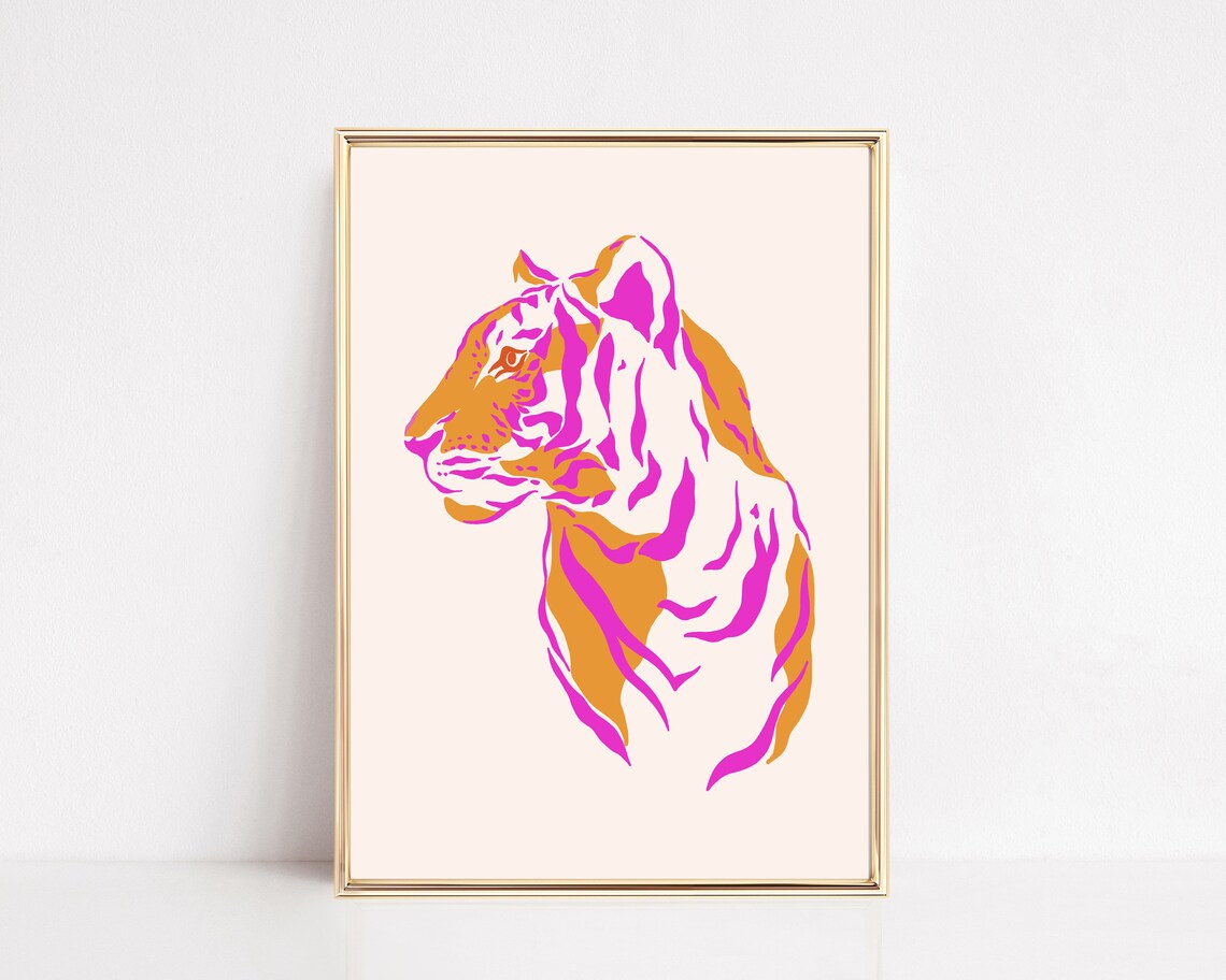 Tiger Print, Preppy Maximalist Dorm Decor Poster
