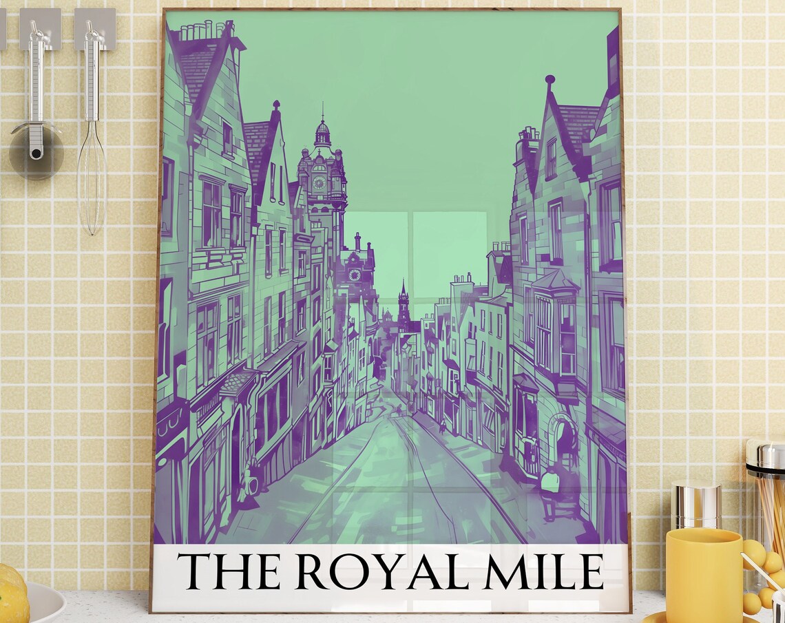The Royal Mile Purple Line Art Edinburgh Street Travel Poster - Image 3