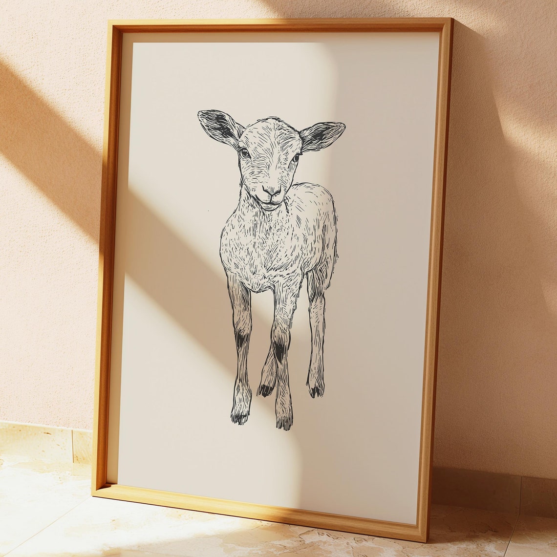 Lamb Baby Room Print Farm Animal Vintage Poster Nursery Lamb Drawing Animals Retro Art Girls Nursery Art Decor Boys Nursery Wall Art