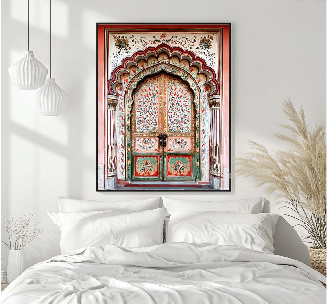 Indian Decor Door Travel Photography Jaipur Illustration Jaipur Poster Jaipur Poster India Travel Poster Bedroom Decor In Trend - Image 5