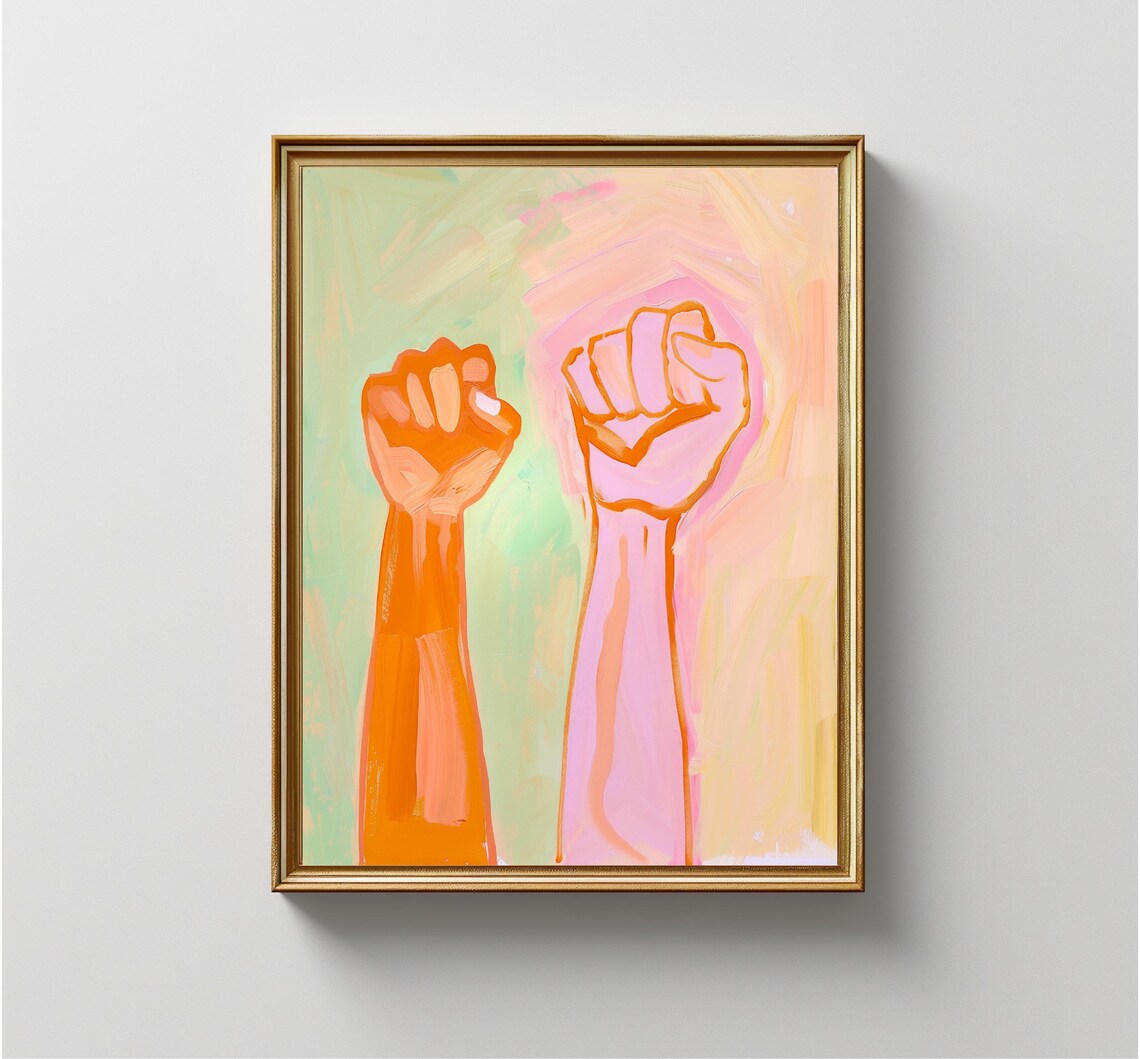 Raised Fists Empowerment Feminist Solidarity Women Rights Art Poster - Image 4