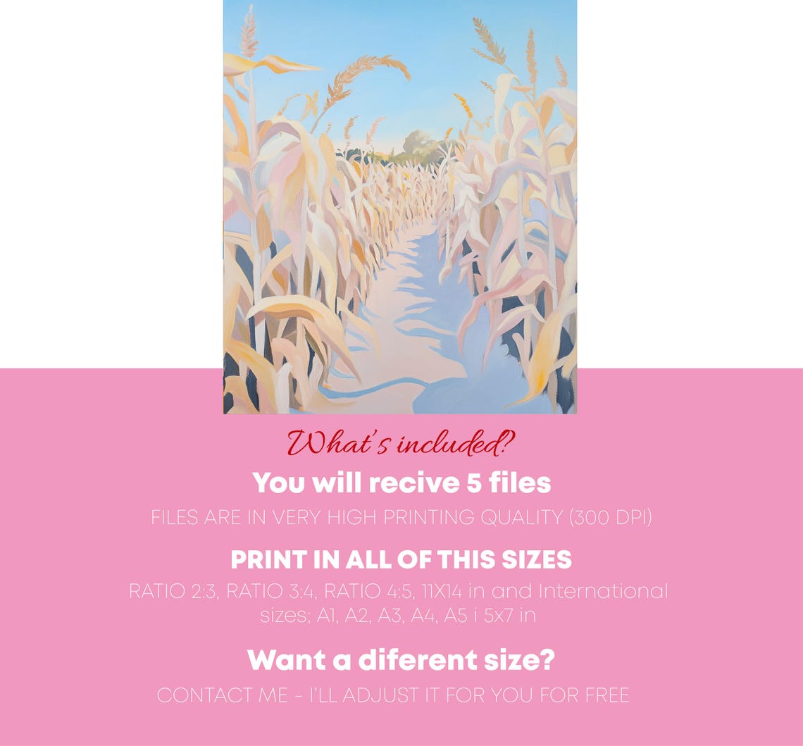 Golden Wheat Field Path Blue Sky Pastel Countryside Landscape Poster - Image 2
