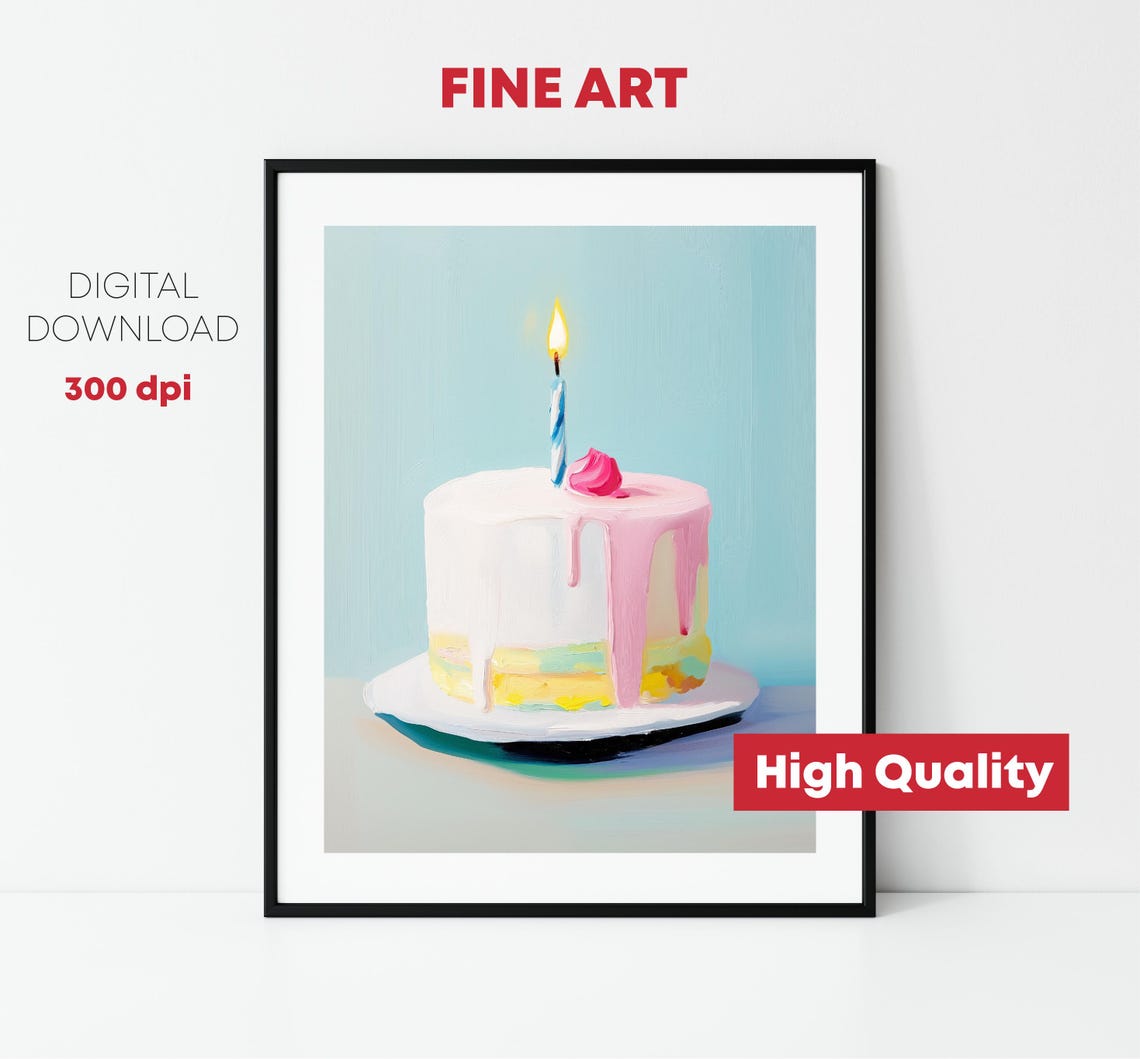 Colorful Cake Painting Pastel Cake Wall Decor Print Kitchen Decor Impressionist Food Print - Image 2