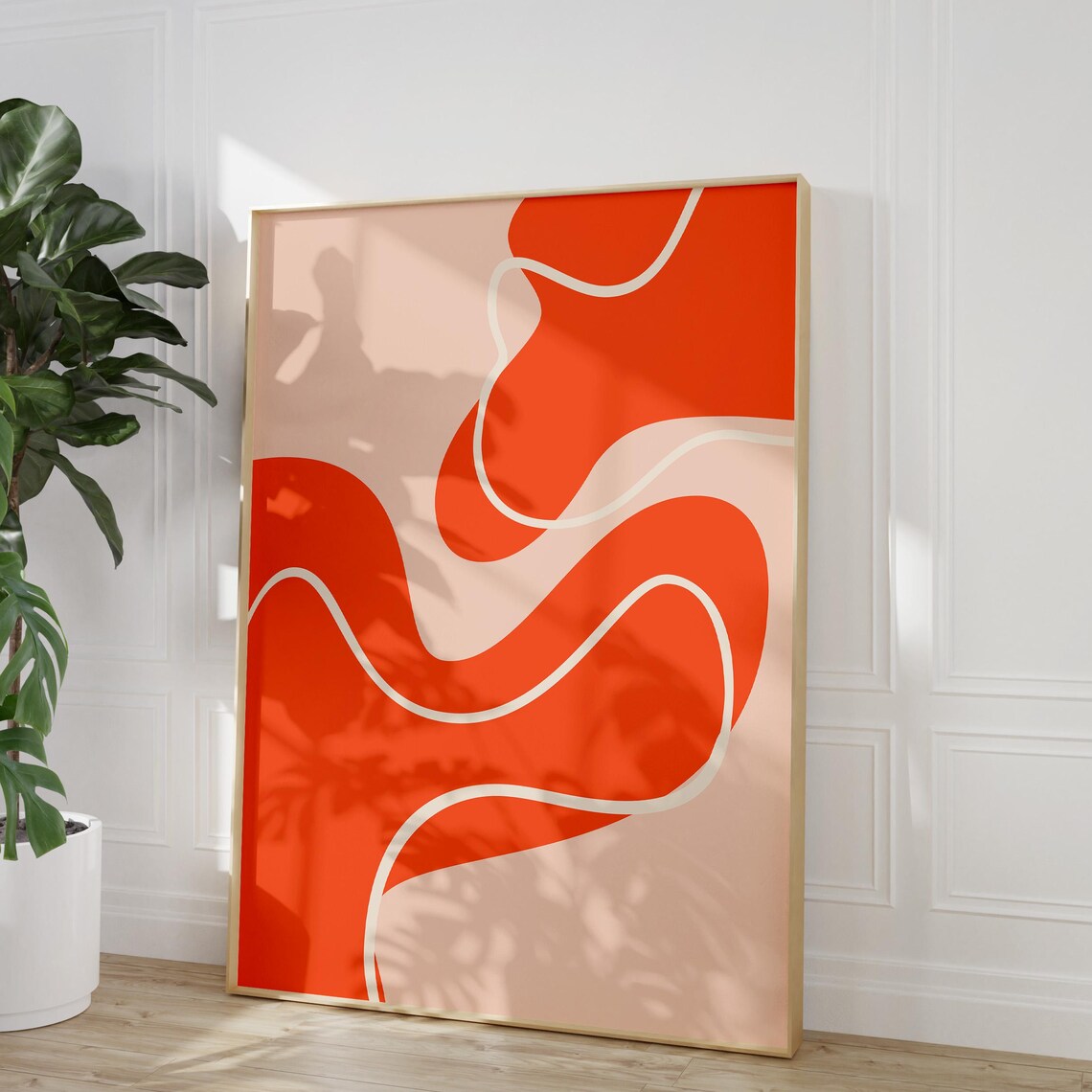 Red Orange Organic Blob Shapes Abstract Colorful Modern Art Poster