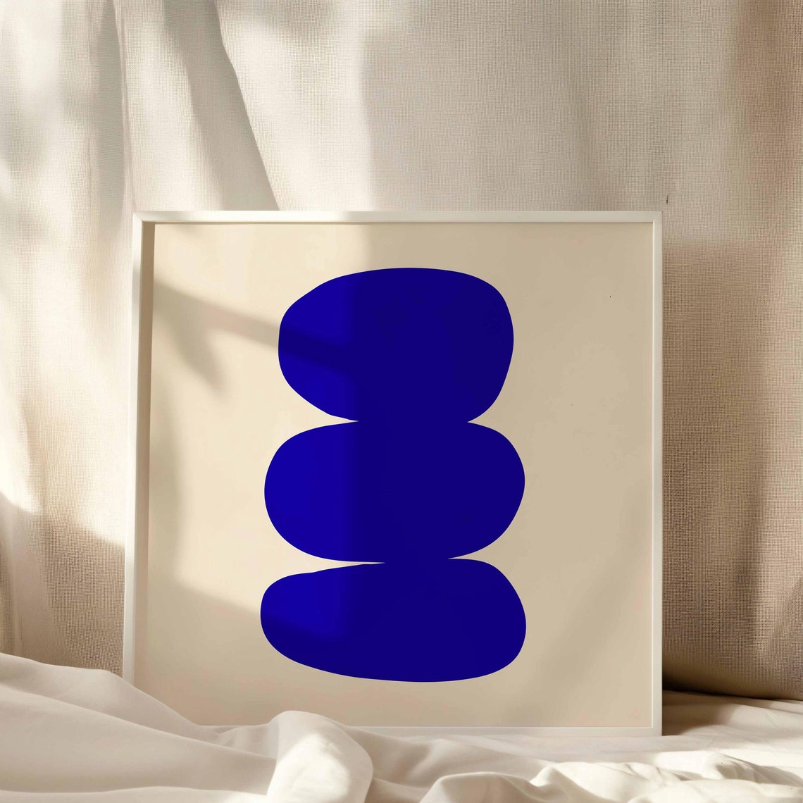 Minimalist Royal Blue Stacked Blobs Abstract Square Wall Poster