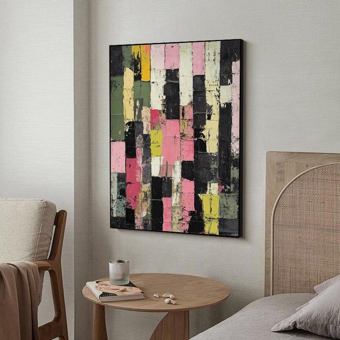Bold Colorful Abstract 3D Blocks Textured Stripes Artwork Poster - Image 5