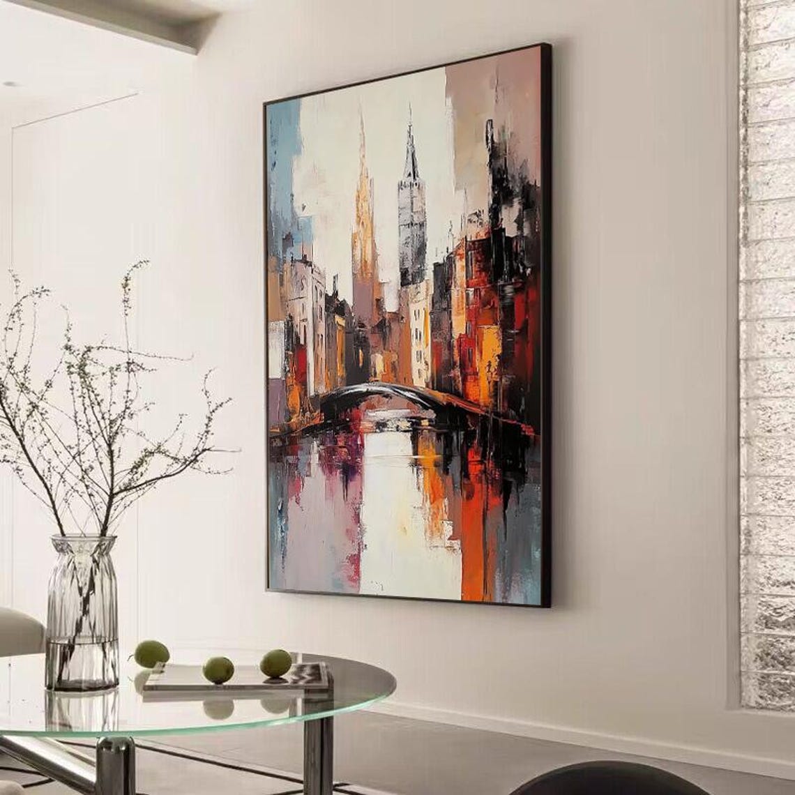 Old Canal City With a Stone Bridge in Warm Sunset Tones Poster - Image 5