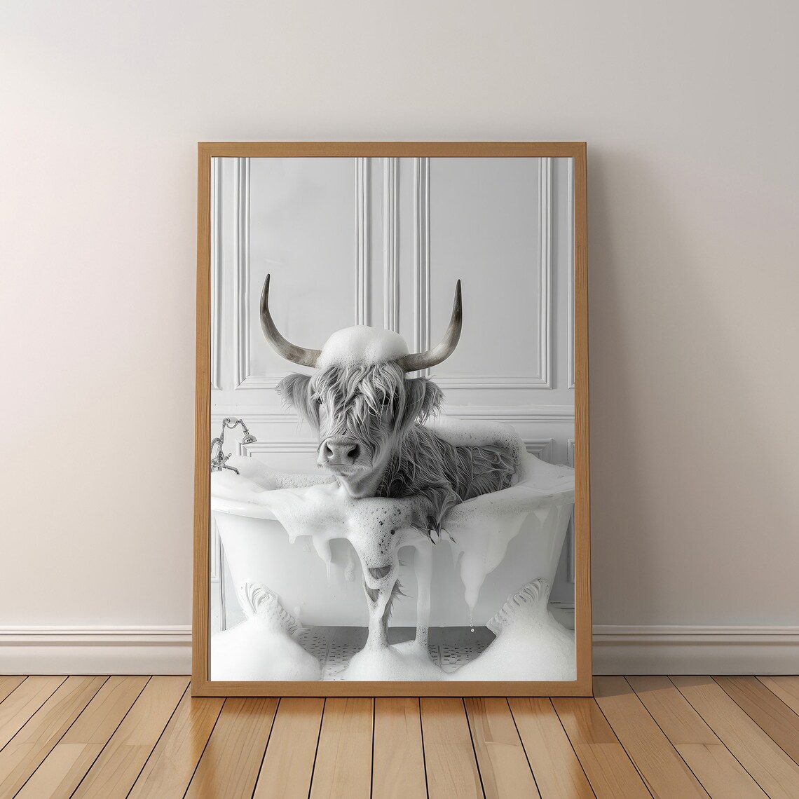 Highland Cow In Tub Art Print, Whimsical Bathroom Decor - Image 5