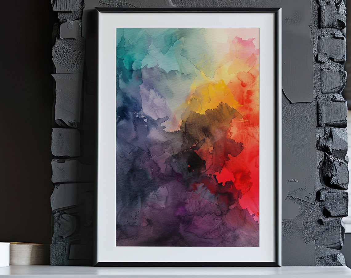 Bold Abstract Watercolor Large Color Wash Dramatic Scene Poster - Image 4