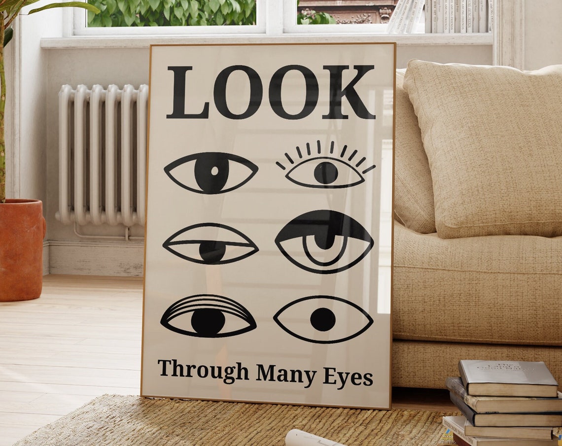 Look Through Many Eyes Bold Retro Graphic Eye Illustration Poster