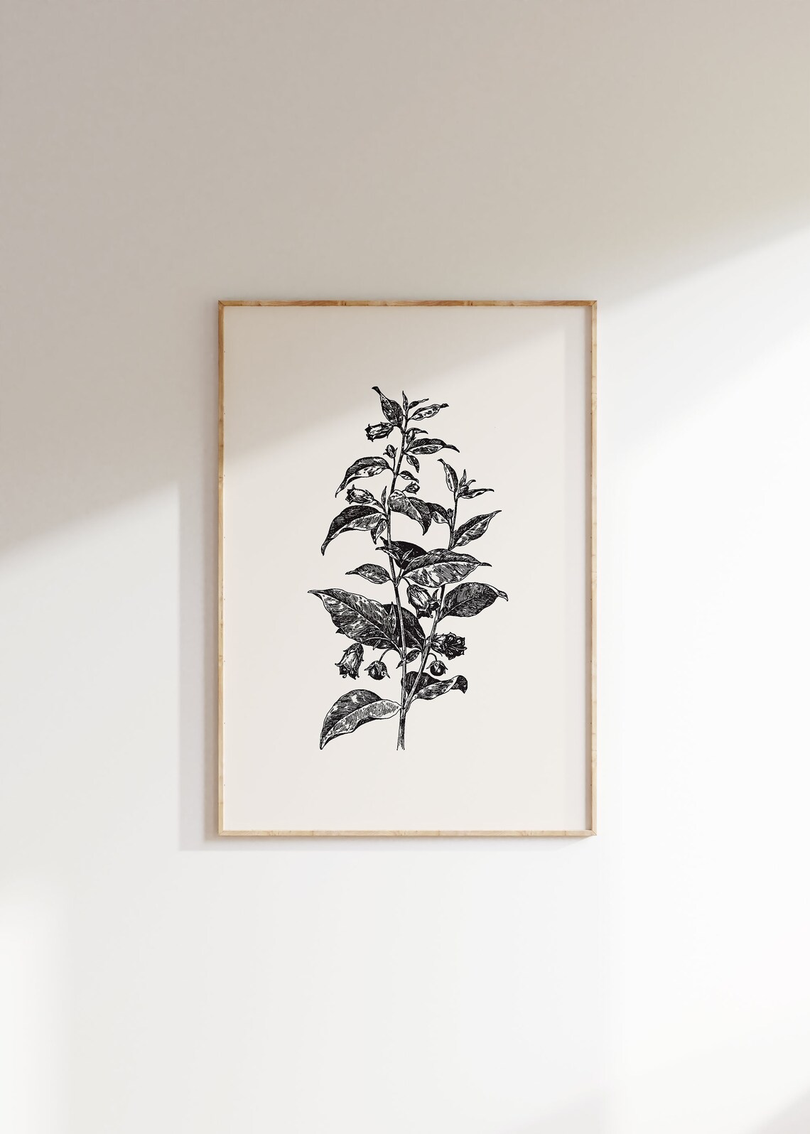 Vintage Botanical Illustration, Moody Floral Art Print