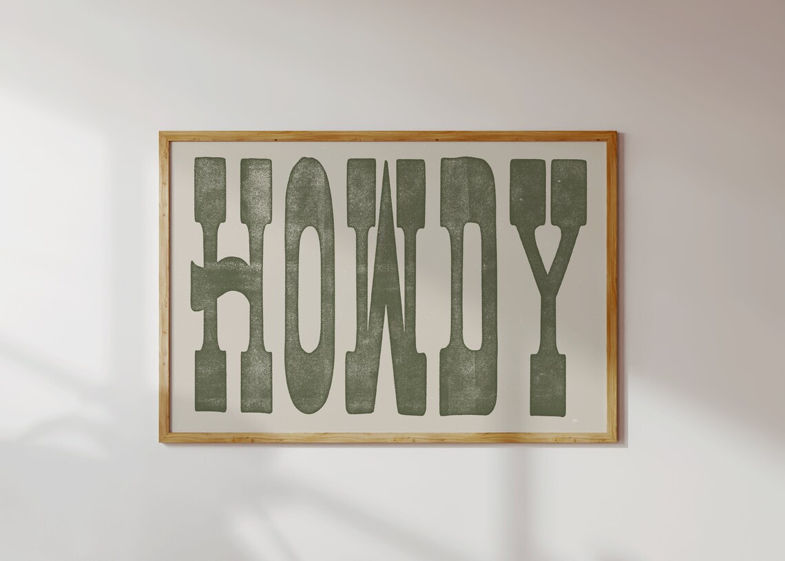 Vintage Howdy Poster, Rustic Western Wall Art - Image 2