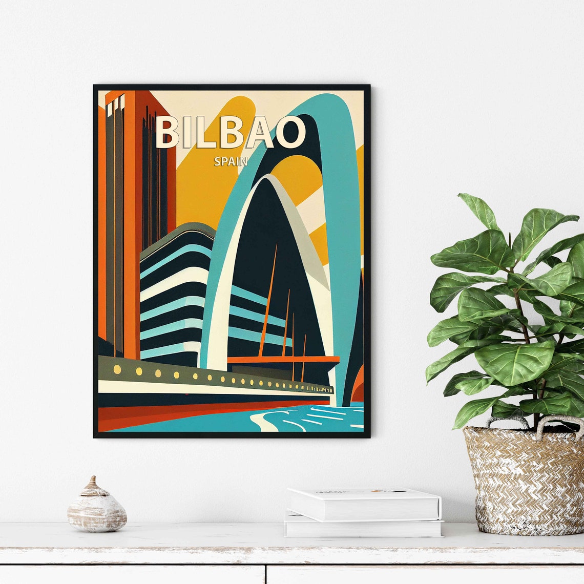 Bilbao Spain Bold Modern Architecture Abstract Retro Travel Poster - Image 2