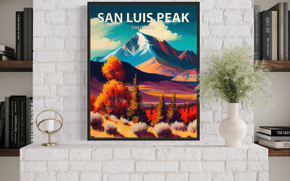 San Luis Peak Colorado Crimson Fall Foliage Mountain Art Poster - Image 2