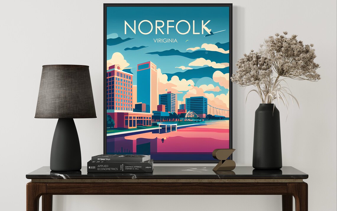 Norfolk Virginia Retro Travel Poster, Minimal Design - Image 2