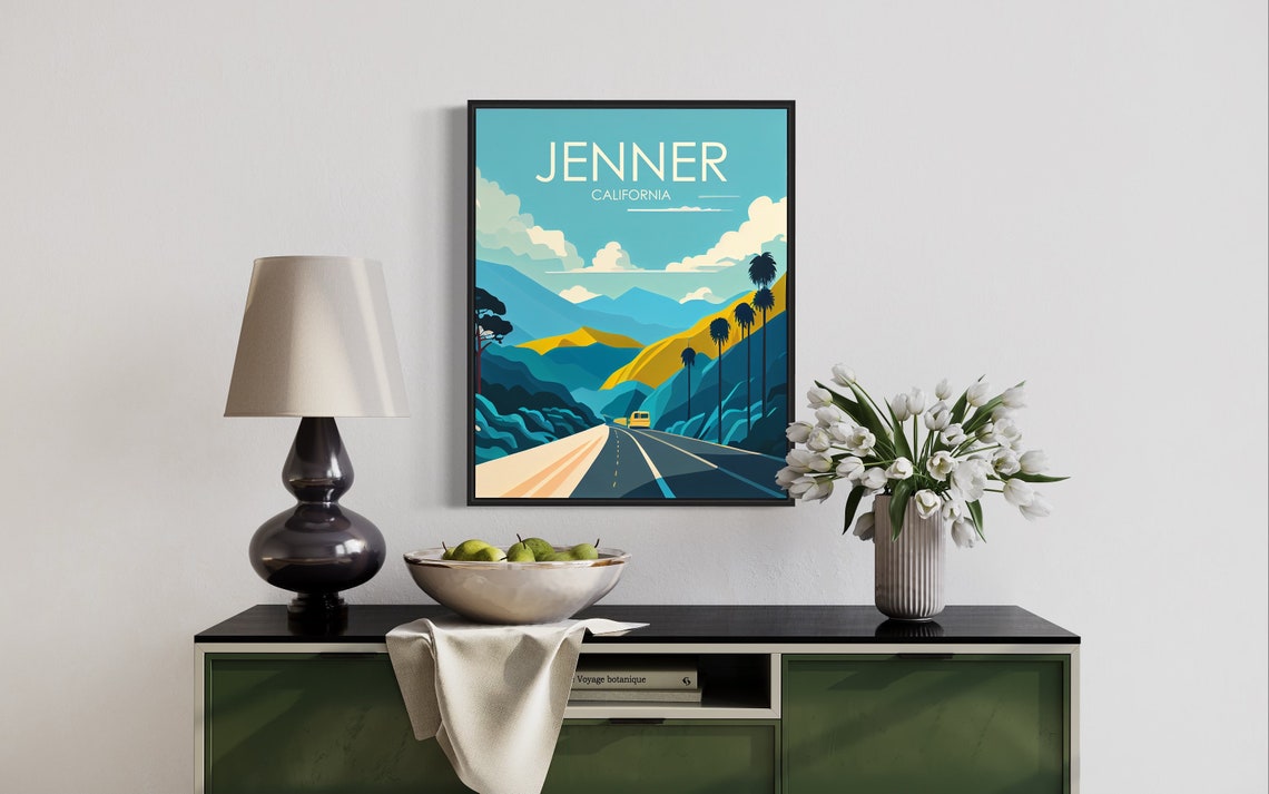 Jenner California Vintage Mountain Highway Sunset Road Trip Poster - Image 3