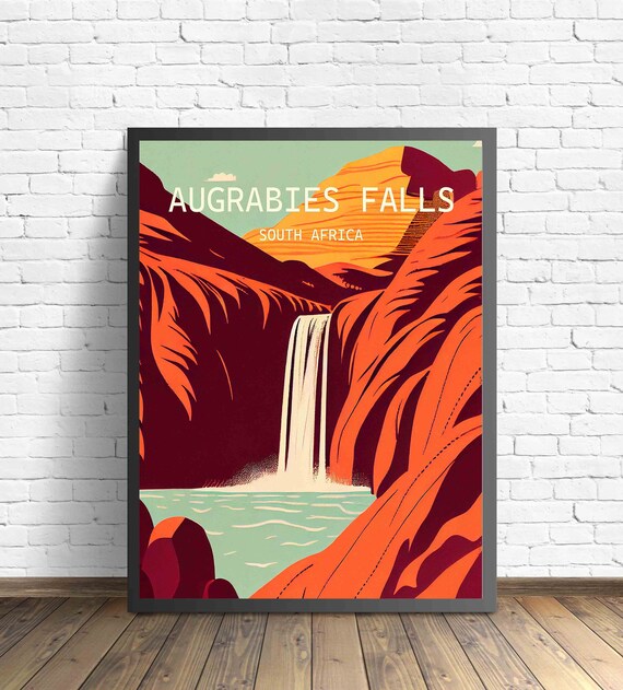 Augrabies Falls South Africa Retro Art Print Augrabies Falls Wall Art Illustration Augrabies Falls Vintage Minimal Design Poster