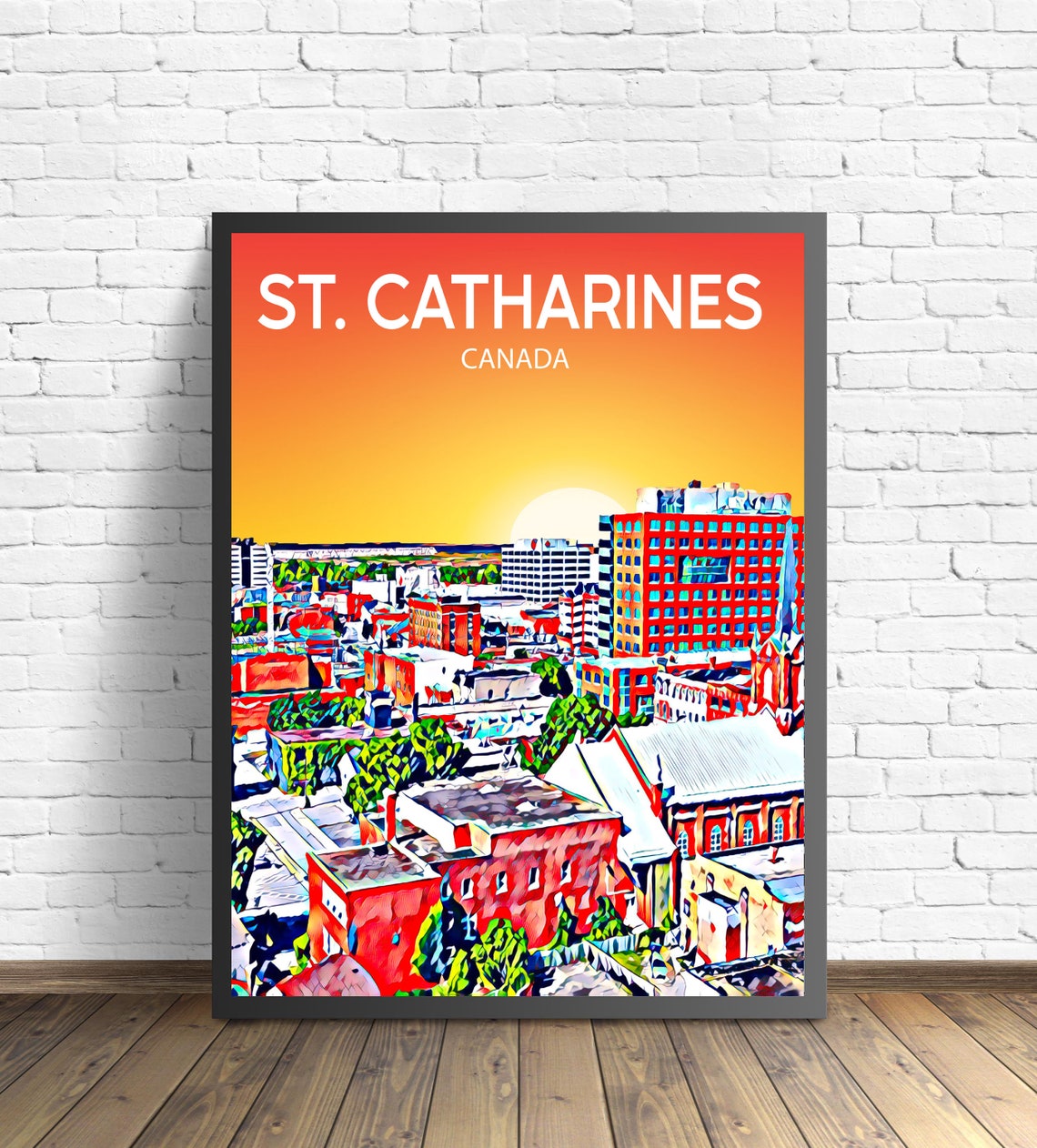St Catharines Canada Sunset Downtown Skyline Colorful Poster