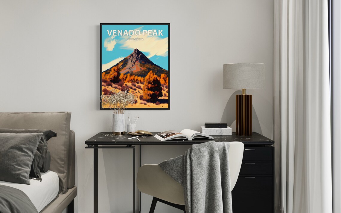Venado Peak New Mexico Desert Summit Golden Vista Scene Poster - Image 2