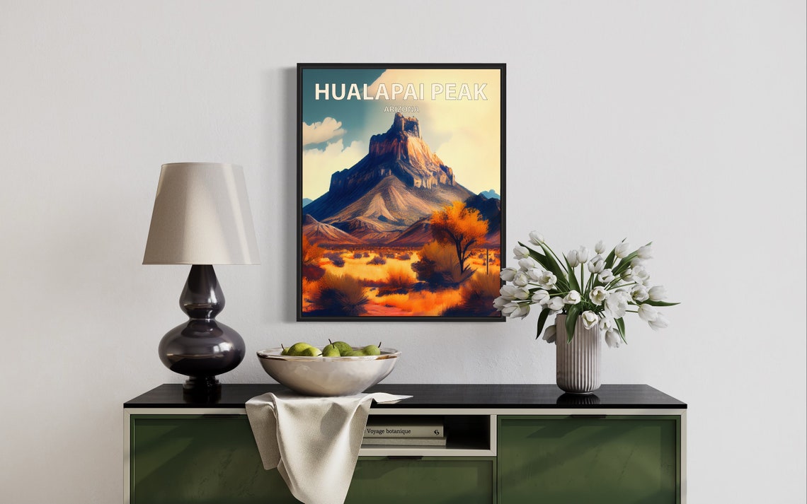 Rugged Hualapai Peak Arizona Desert Summit Sunset Glow Art Poster - Image 3