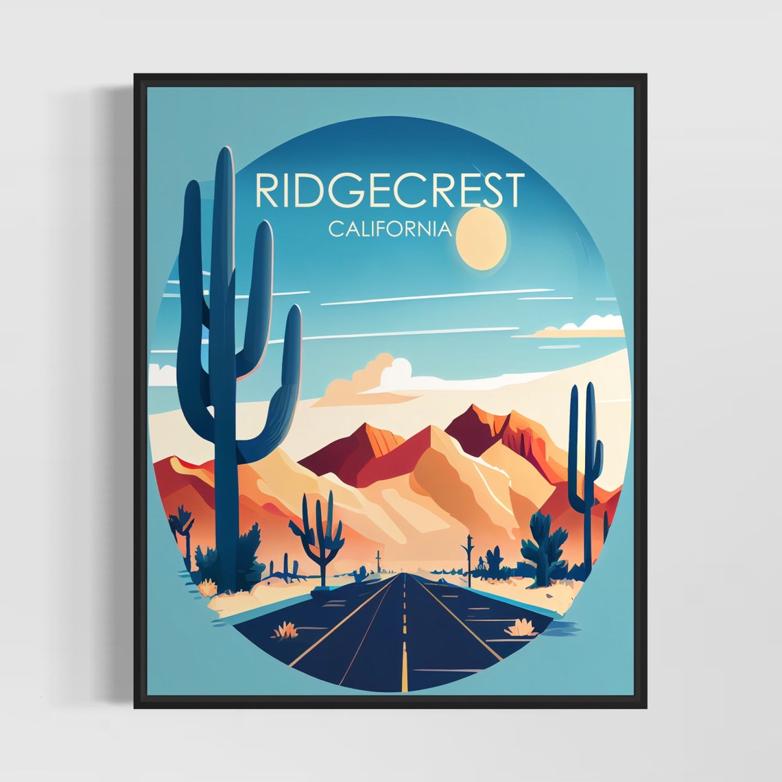 Ridgecrest California Desert Road Cactus Sunset Highway Poster