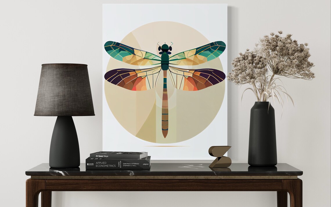 Stained Glass Geometric Dragonfly Minimalist Nature Art Poster - Image 2