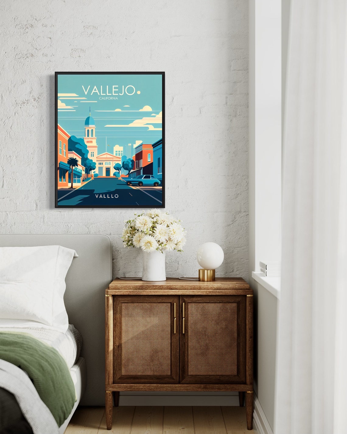 Vallejo California Downtown Domed Tower Retro Travel Poster Artwork - Image 2
