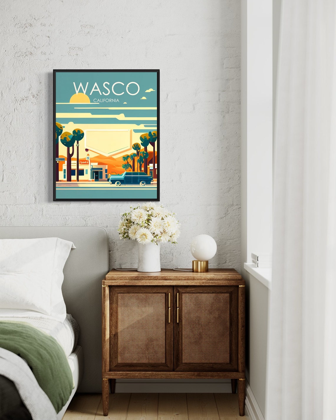 Wasco California Main Street Vintage Pickup at Sunset Poster - Image 2