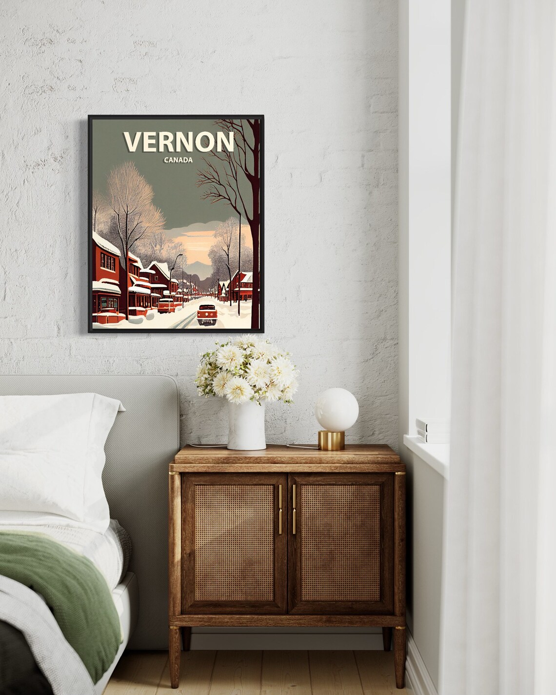 Vernon Canada Snowy Sunset Street Scene Vintage Winter Poster - Image 3