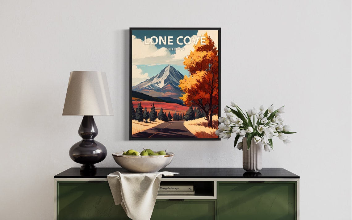 Lone Cone Colorado Autumn Road Beneath Mountain Peak Retro Poster - Image 3
