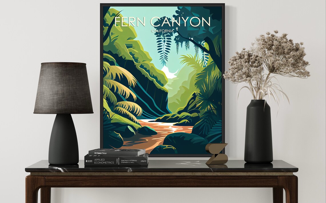 Fern Canyon California Lush Green Rainforest Canyon Stream Poster - Image 3