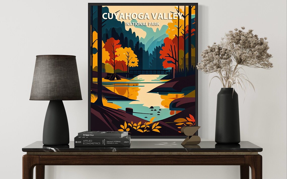 Cuyahoga Valley Park Retro Art Print Cuyahoga Valley Park Illustration Cuyahoga Valley Park Vintage Minimal Design Poster - Image 3