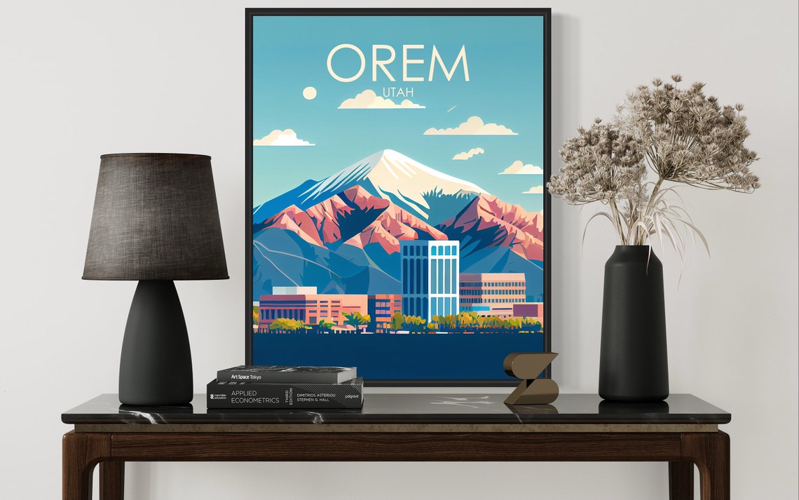 Orem Utah Downtown Skyline Framed by Mount Timpanogos Poster - Image 3