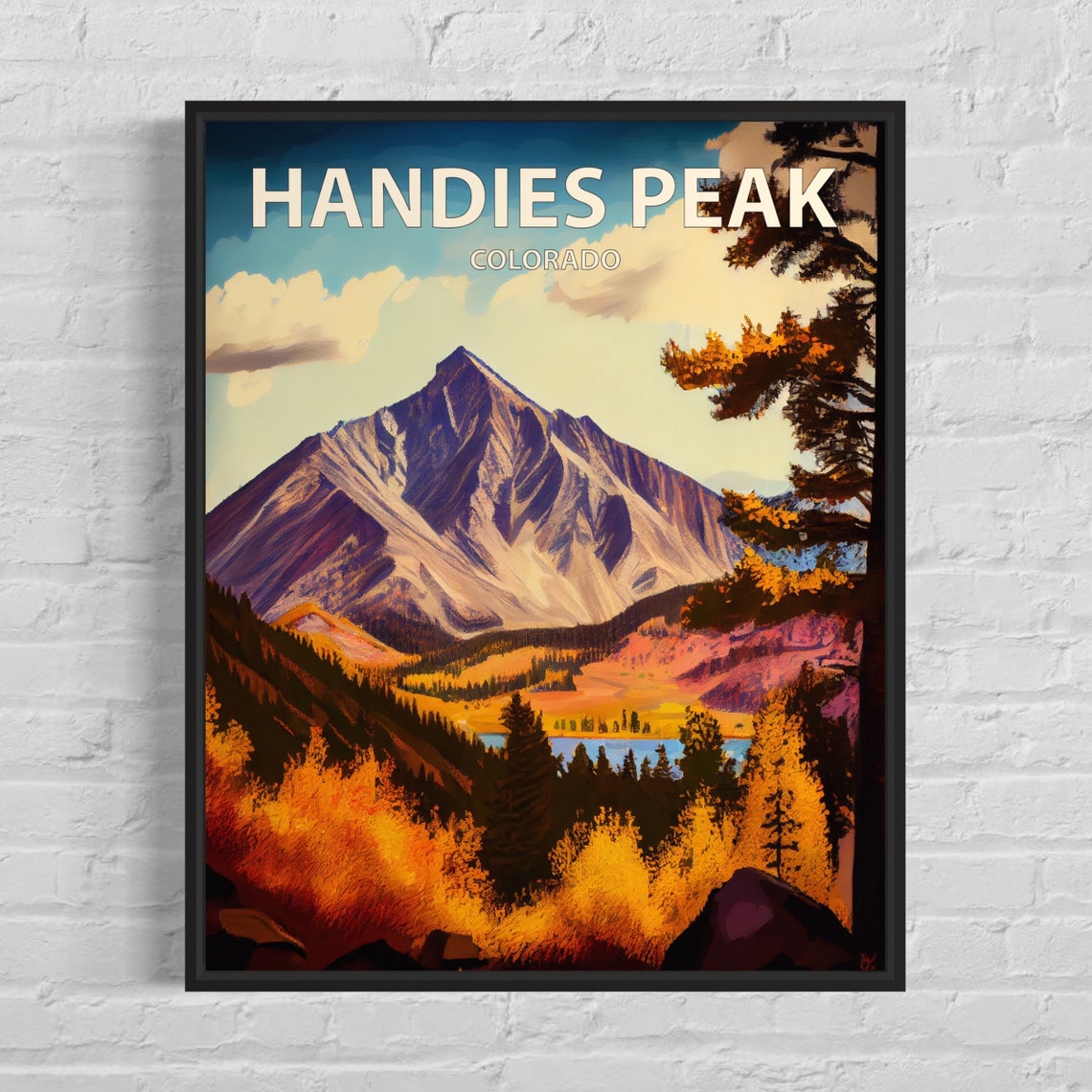 Handies Peak Colorado Autumn Valley Beneath Mountain Summit Poster