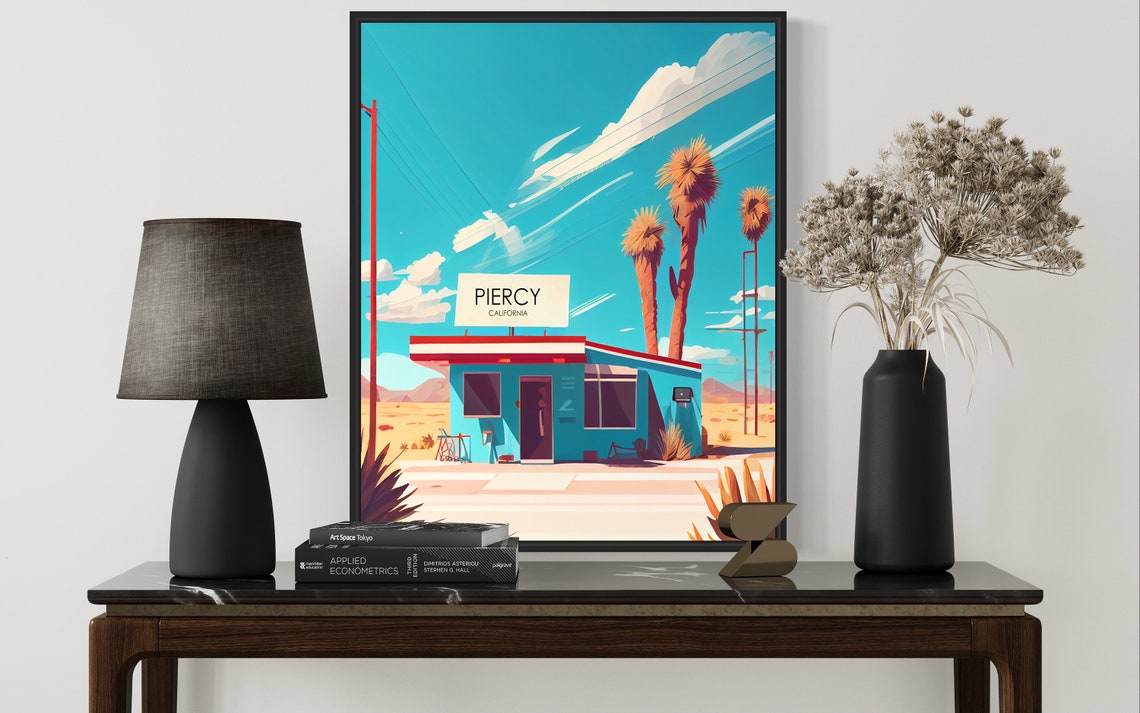 Piercy California Desert Gas Station Retro Roadside Art Poster - Image 3