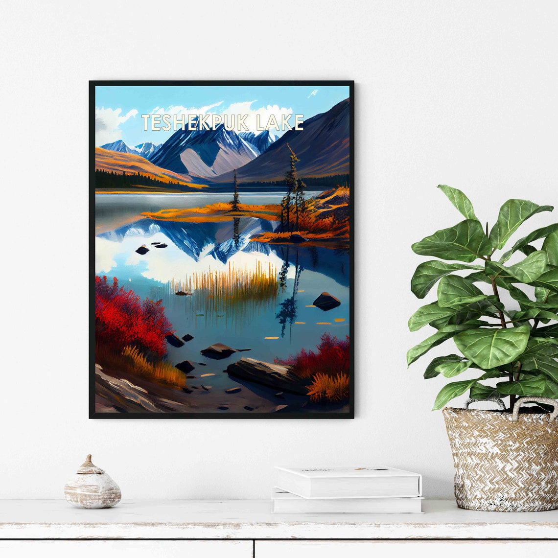 Teshekpuk Lake Alaska Retro Poster with Mountain Reflections in Autumn - Image 3