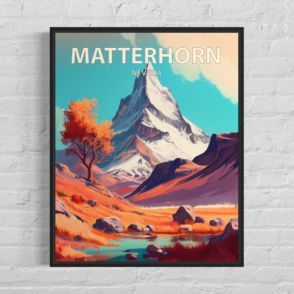 Matterhorn Nevada Pyramid Peak Alpine Stream Autumn Hills Poster