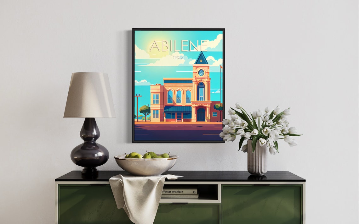 Abilene Texas Historic Clock Tower Courthouse Building Art Poster - Image 3