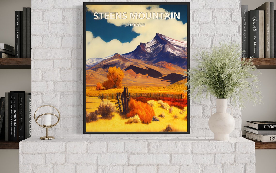 Steens Mountain Oregon Autumn Desert Ranch Landscape Vintage Poster - Image 2
