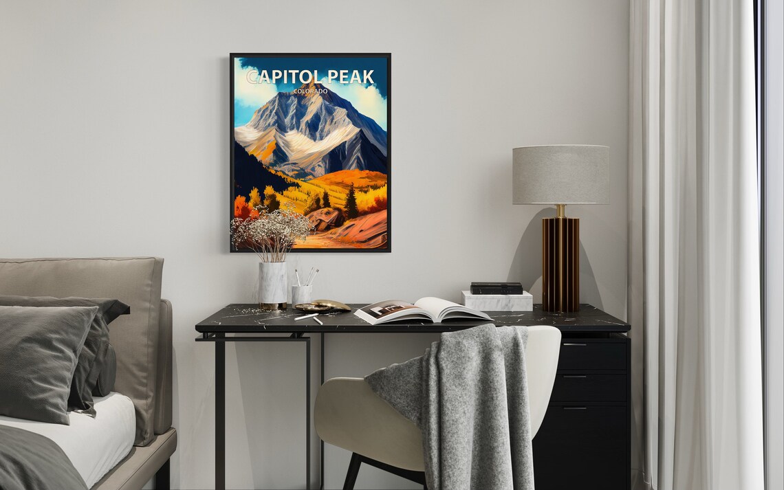 Capitol Peak Colorado Autumn Mountain Landscape Travel Poster - Image 2