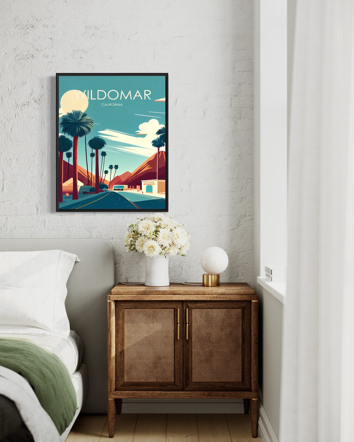 Wildomar California Palm Trees Desert Road Retro Travel Poster - Image 2