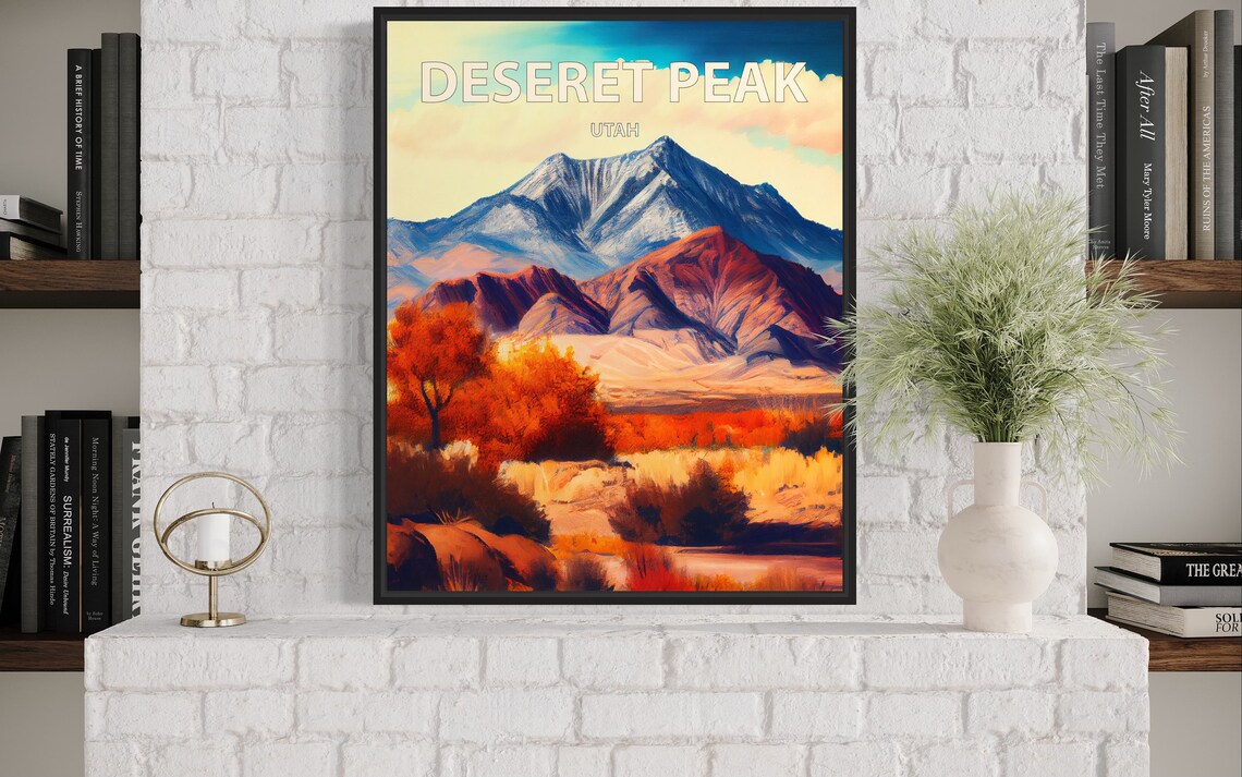 Deseret Peak Utah Broad Snow Ridge Red Hills Fall Color Poster - Image 3