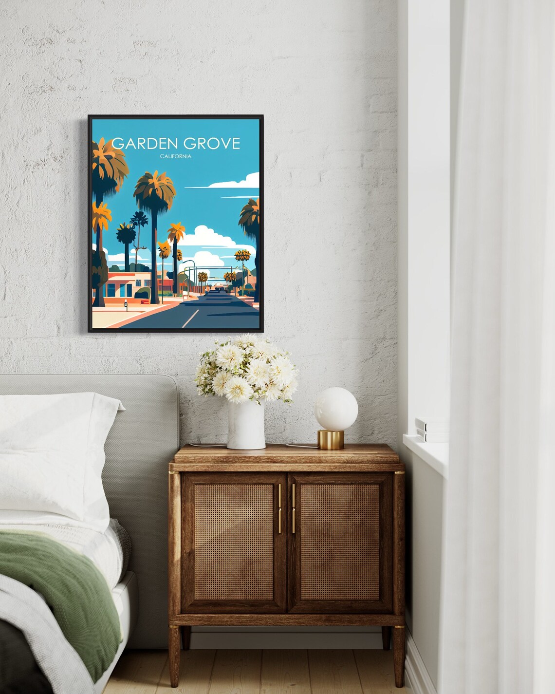 Garden Grove California Palm Lined Boulevard Retro Travel Poster - Image 3