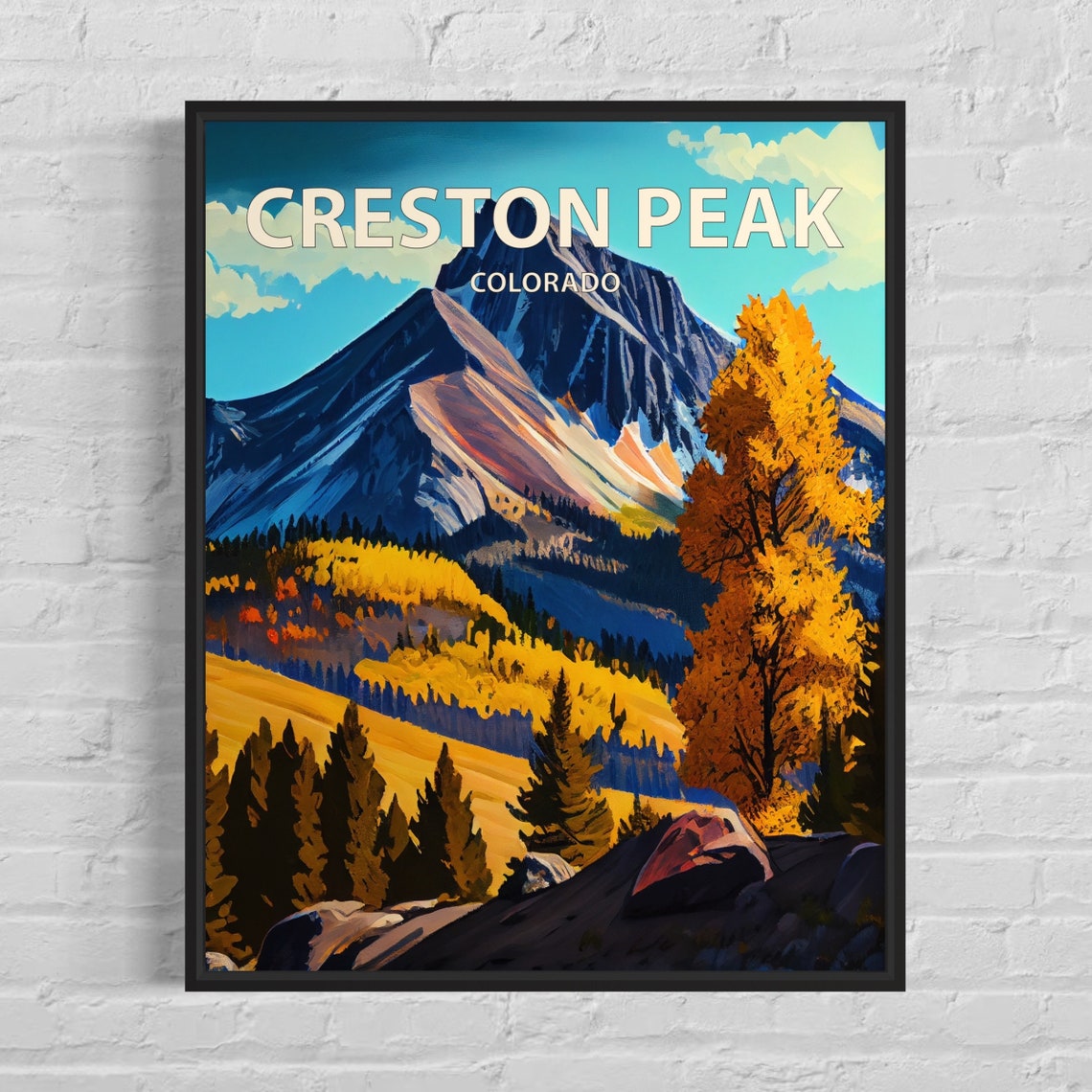 Creston Peak Colorado Sharp Rocky Summit Golden Aspens Art Poster