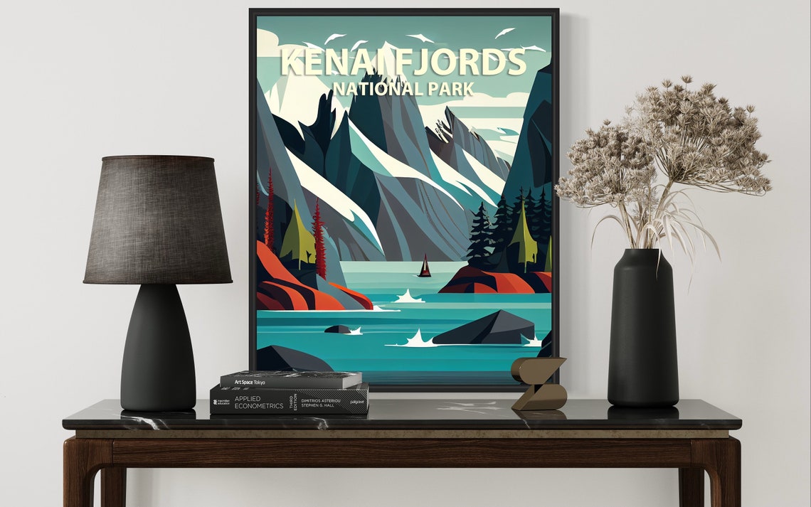 Kenai Fjords Park Retro Art Print Kenai Fjords Park Illustration Kenai Fjords Park Vintage Minimal Design Poster - Image 3